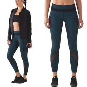 Lululemon Inspire Tight Score Jacquard Black Indian Ocean Black Size 6